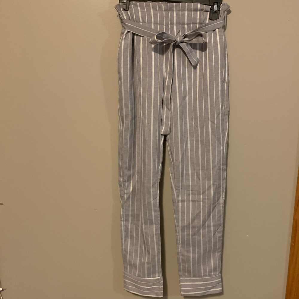 PAPERBAG WAIST STRIPED PANTS